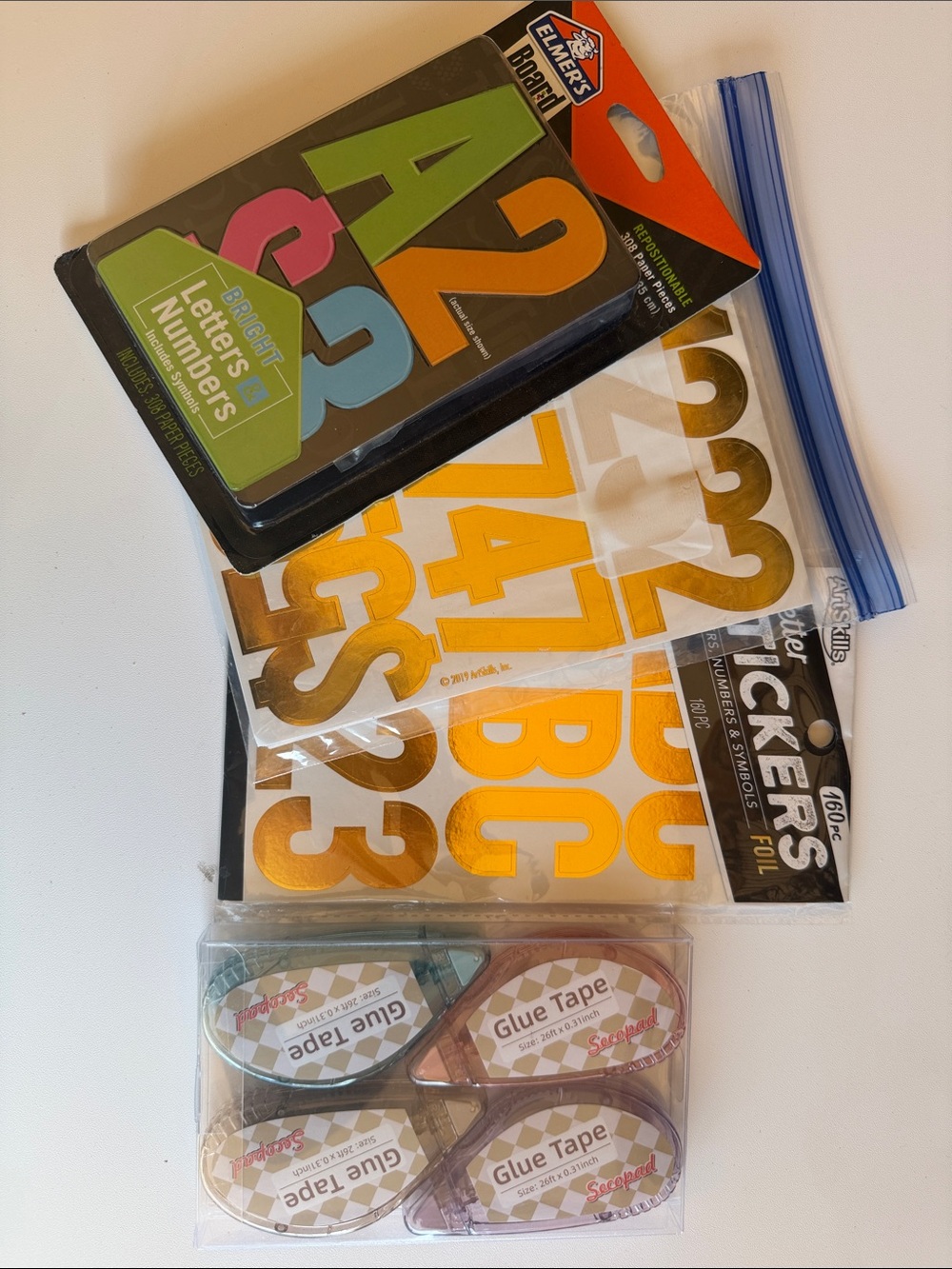 Letters and Numbers and Double Sided Tape for Projects and Posters